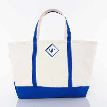 Personalized Large Classic Tote for Everyday Carry, Royal Blue personalized front