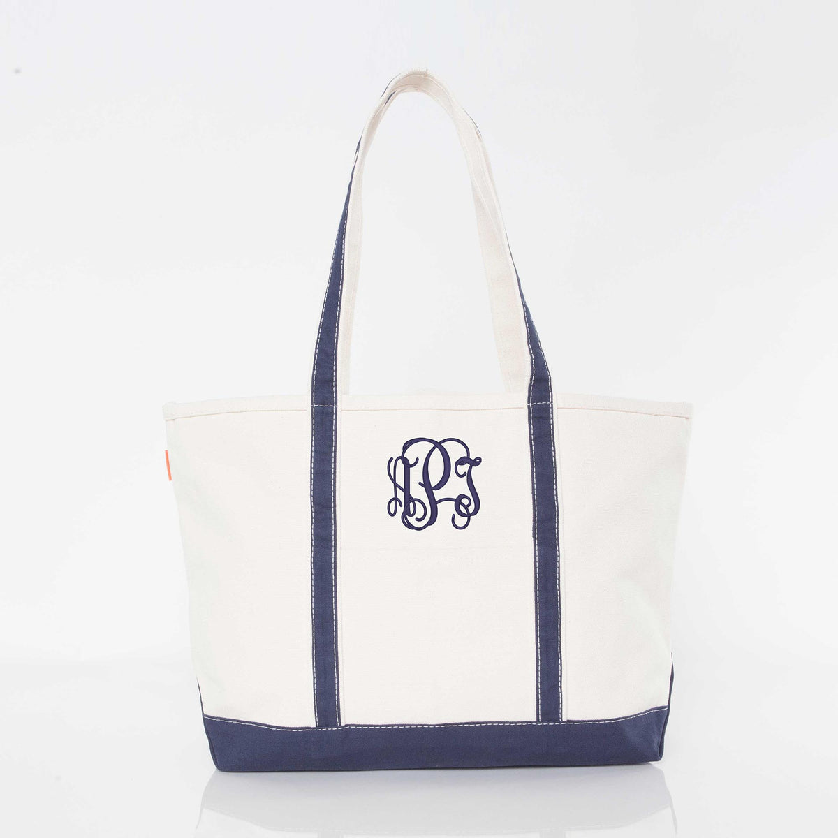 Personalized Large Classic Tote for Everyday Carry, Navy personalized front