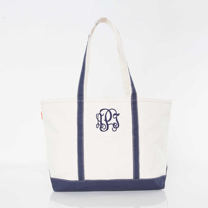 Personalized Large Classic Tote for Everyday Carry, Navy personalized front