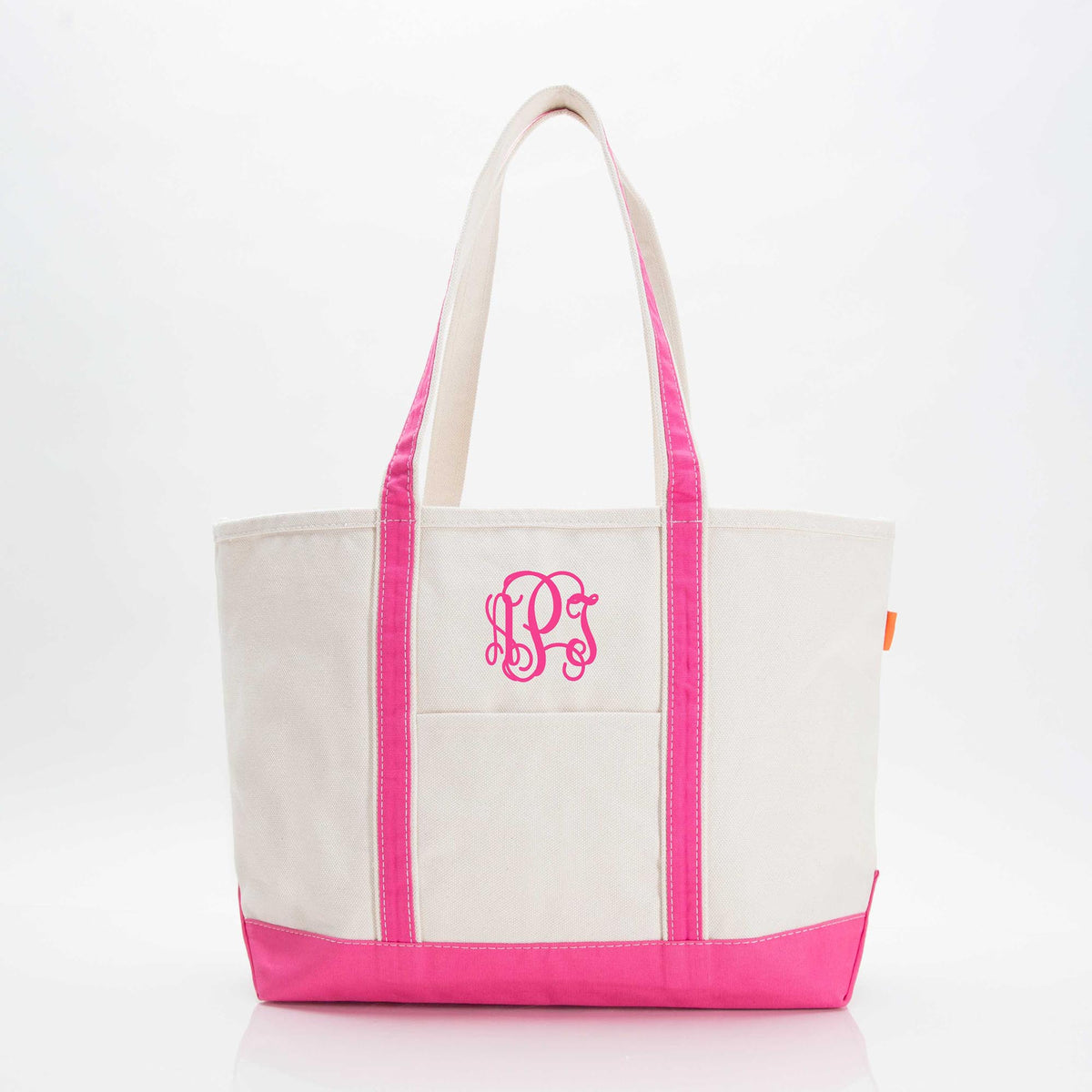 Personalized Large Classic Tote for Everyday Carry, Hot Pink personalized front