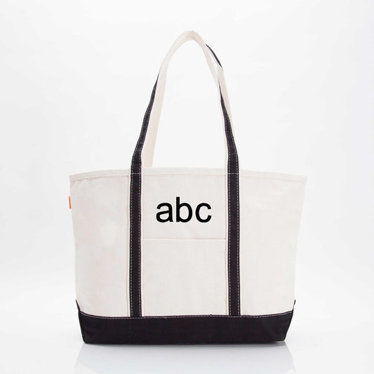 Personalized Large Classic Tote for Everyday Carry, Black personalized front