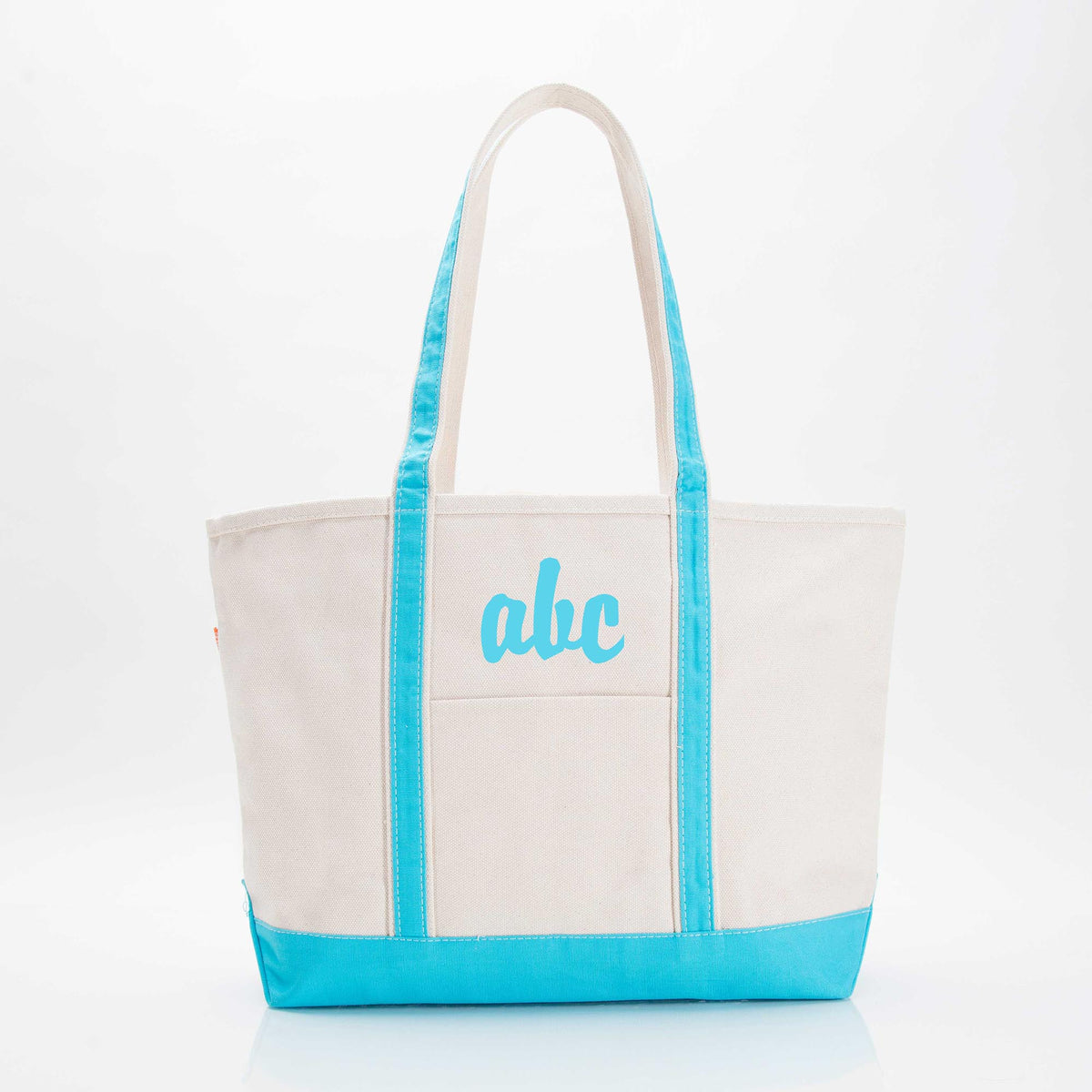 Personalized Large Classic Tote for Everyday Carry, Turquoise personalized front