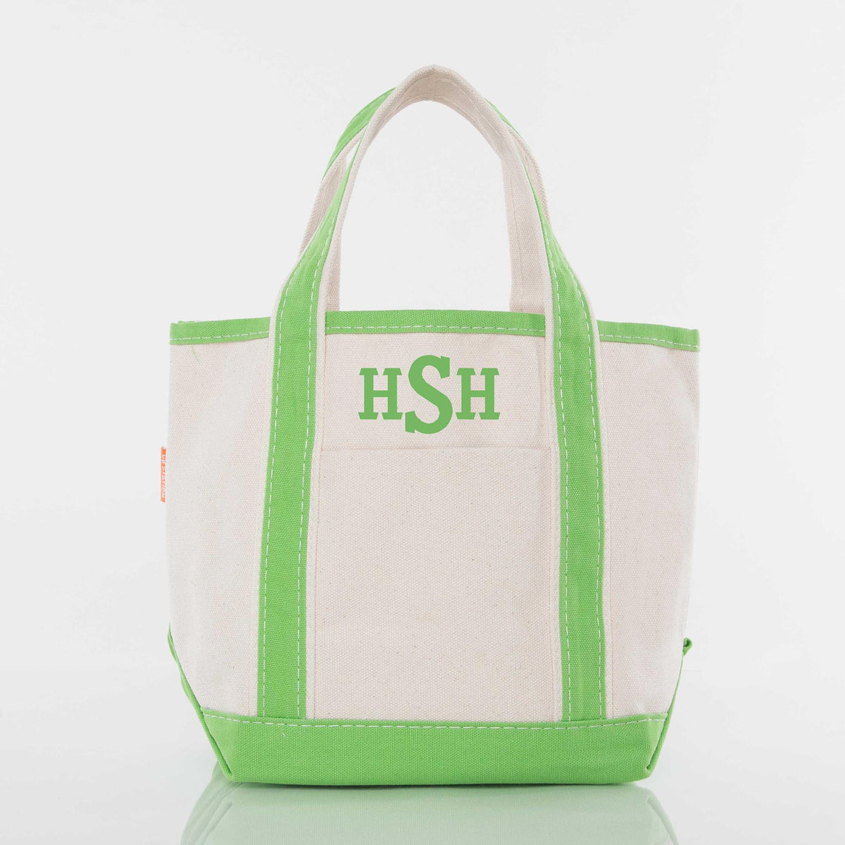 Personalized Handy Open Top Tote for Everyday Carry, Grass Green personalized front