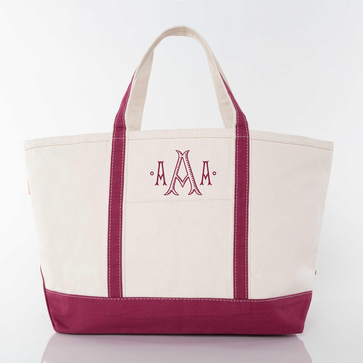 Personalized Large Classic Tote for Everyday Carry, Maroon personalized front