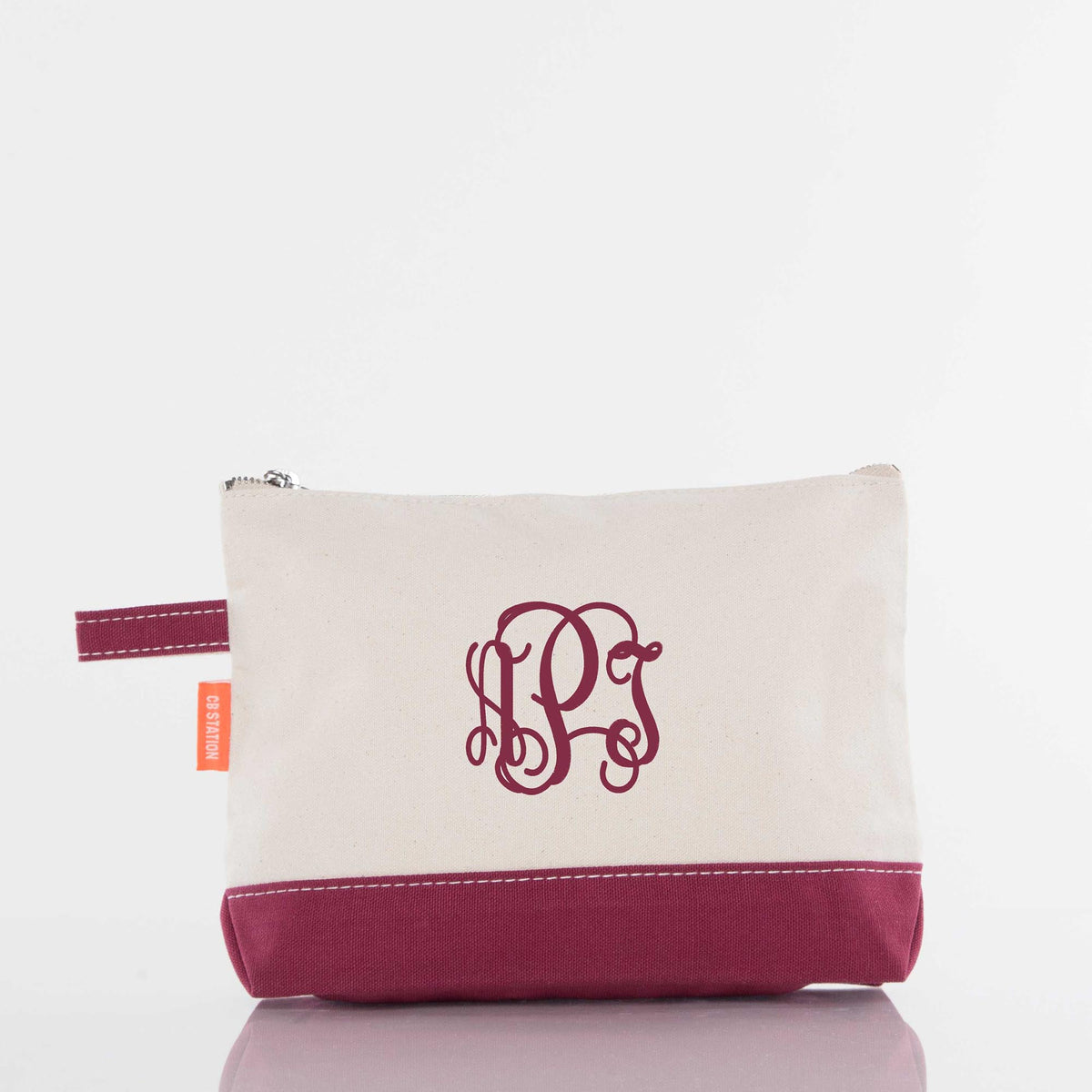 Personalized Makeup Bag for Beauty on the Go, Maroon personalized front