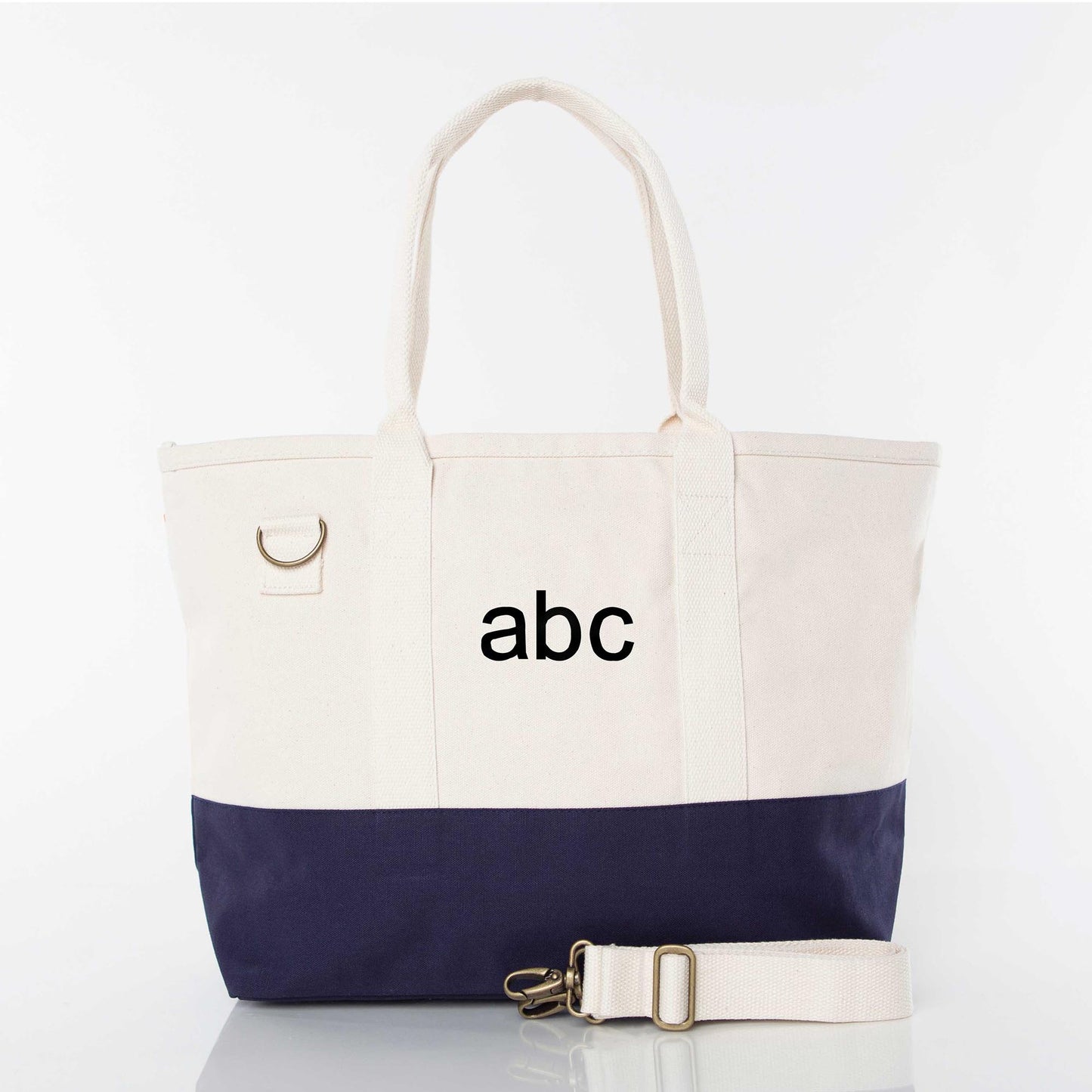 Personalized Colorblock Utility Tote for Everyday Carry, Navy personalized front