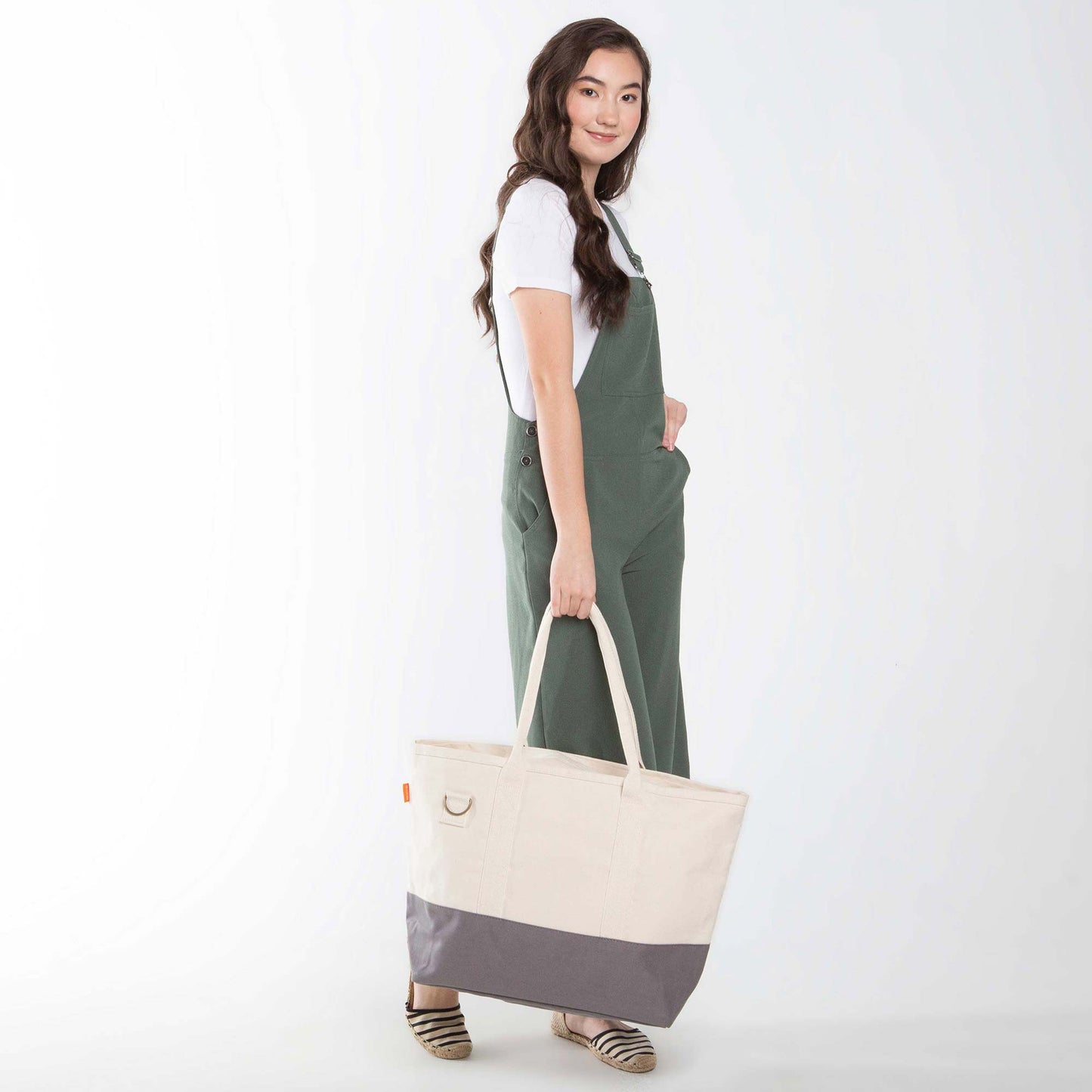 Personalized Colorblock Utility Tote for Everyday Carry, Gray alternate view 2