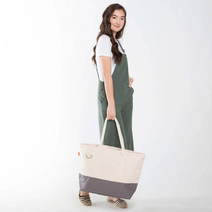 Personalized Colorblock Utility Tote for Everyday Carry, Gray alternate view 2