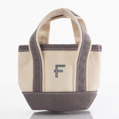 Personalized Mini Classic Tote for Everyday Carry, Gray personalized front