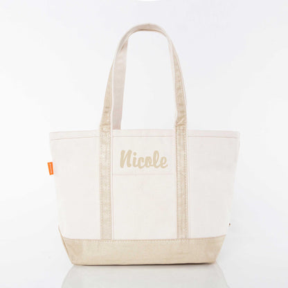 Personalized Medium Metallics Classic Tote for Everyday Carry, Gold personalized front