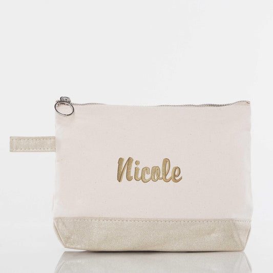 Personalized Metallics Makeup Bag for Beauty on the Go, Gold personalized front