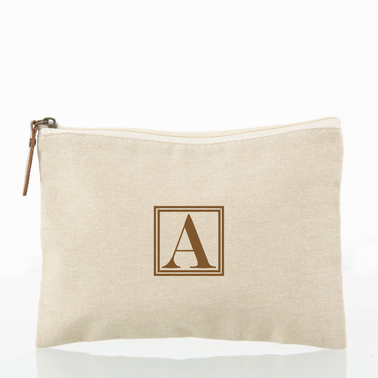 Personalized Canvas Cosmetic Bag for Beauty on the Go, Jute personalized front