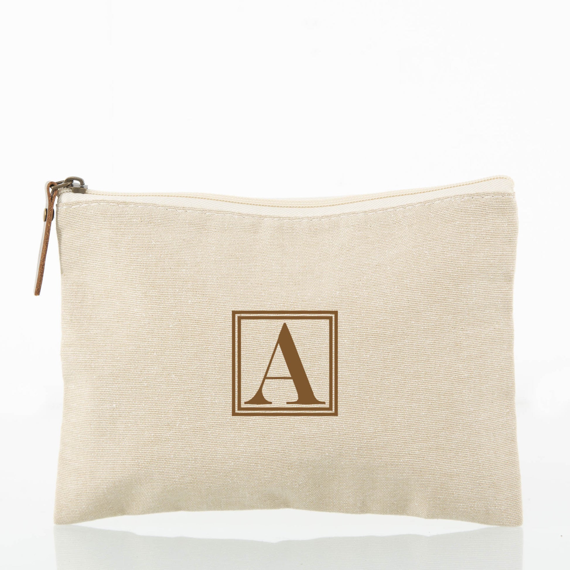 Personalized Canvas Cosmetic Bag for Beauty on the Go, Jute personalized front