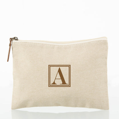 Personalized Canvas Cosmetic Bag for Beauty on the Go, Jute personalized front