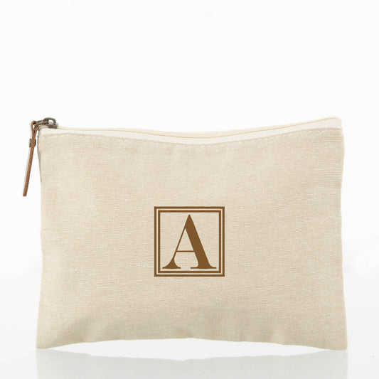 Personalized Canvas Cosmetic Bag for Beauty on the Go, Jute personalized front