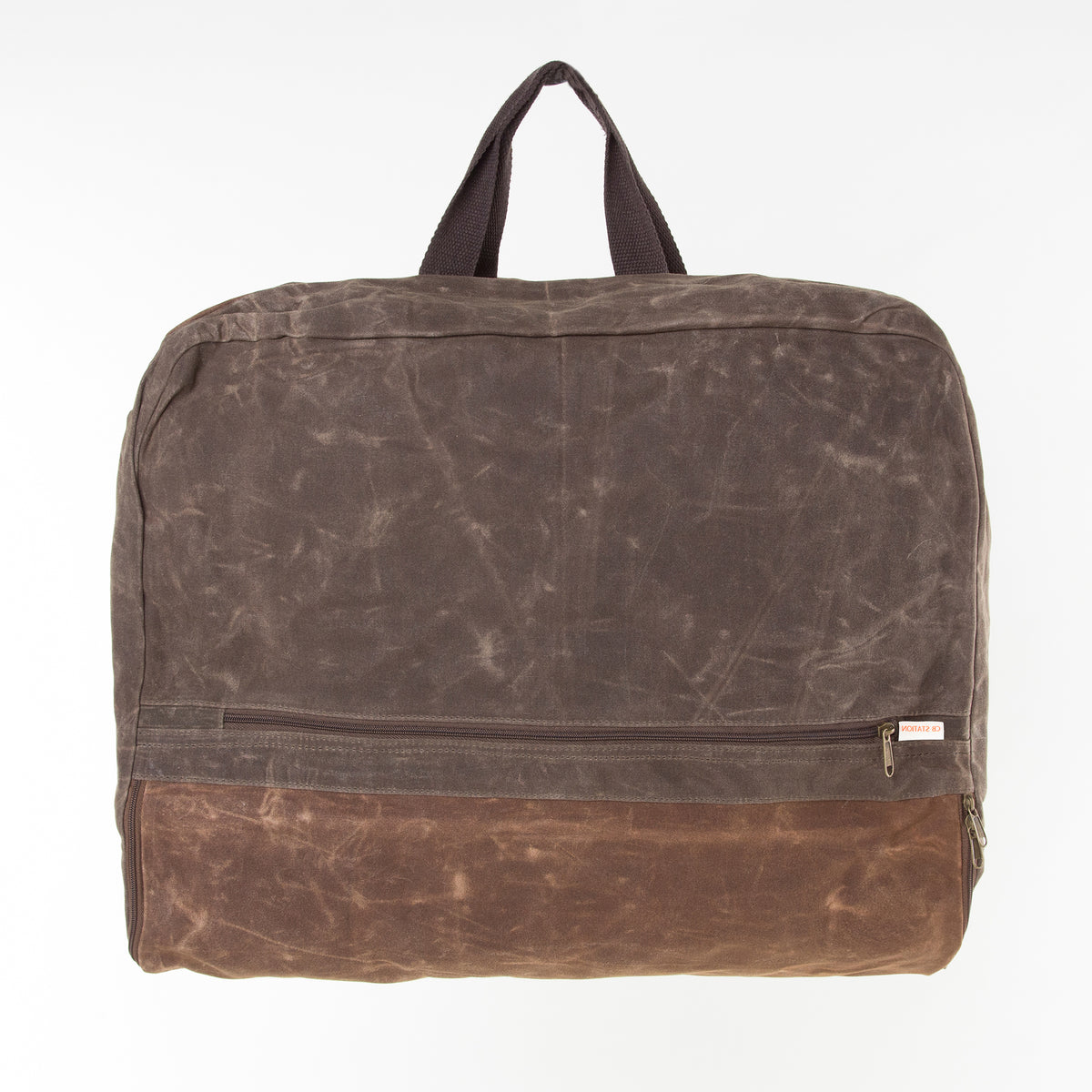 Personalized Waxed Garment Bag for Sharp Arrivals, Khaki front
