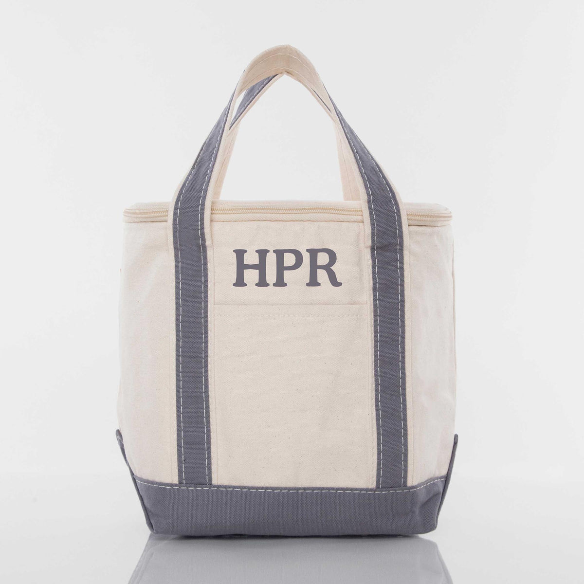 Personalized Small Lunch Cooler for Fresh Lunches, Gray (9.5in H x 13.) personalized front