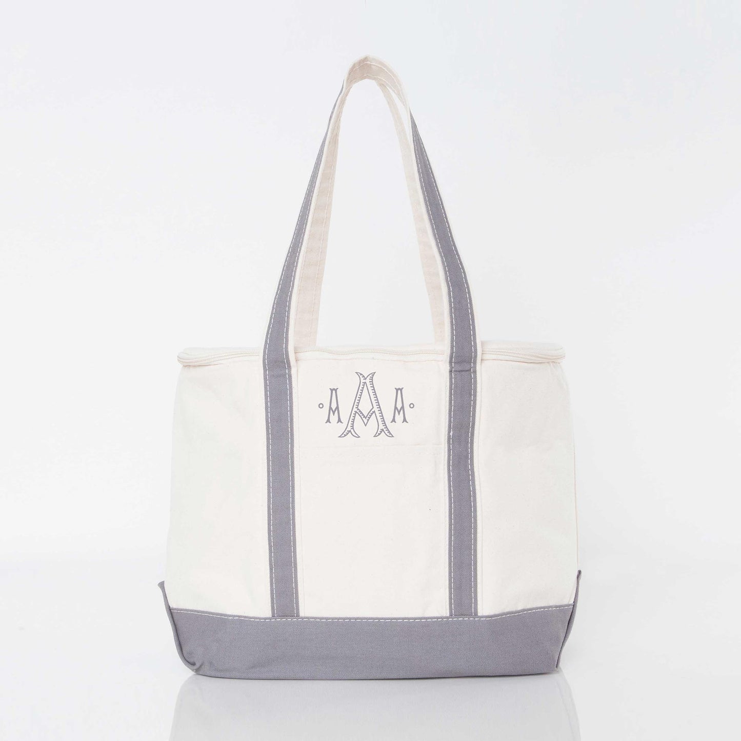 Personalized Large Lunch Cooler for Fresh Lunches, Gray personalized front