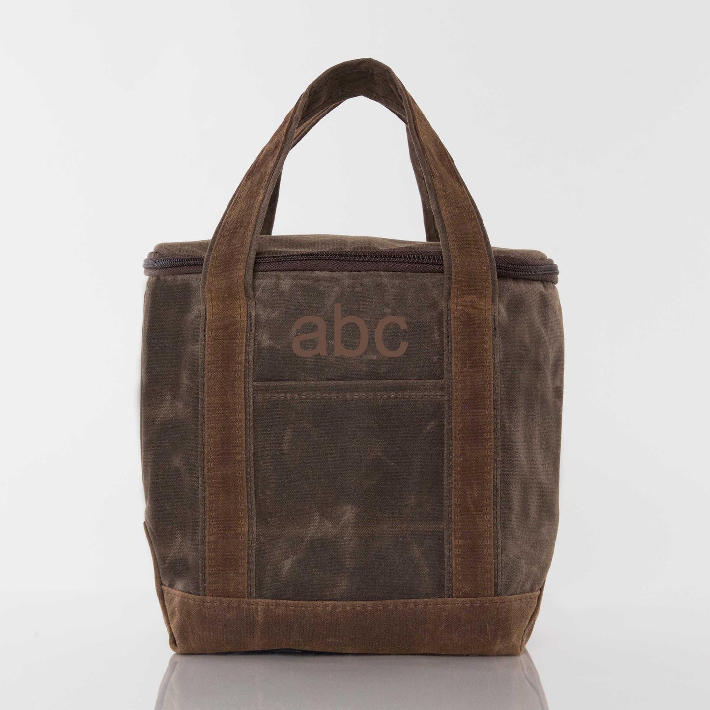Personalized Small Waxed Lunch Cooler for Fresh Lunches, Olive personalized front