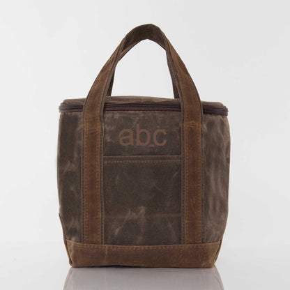 Personalized Small Waxed Lunch Cooler for Fresh Lunches, Olive personalized front