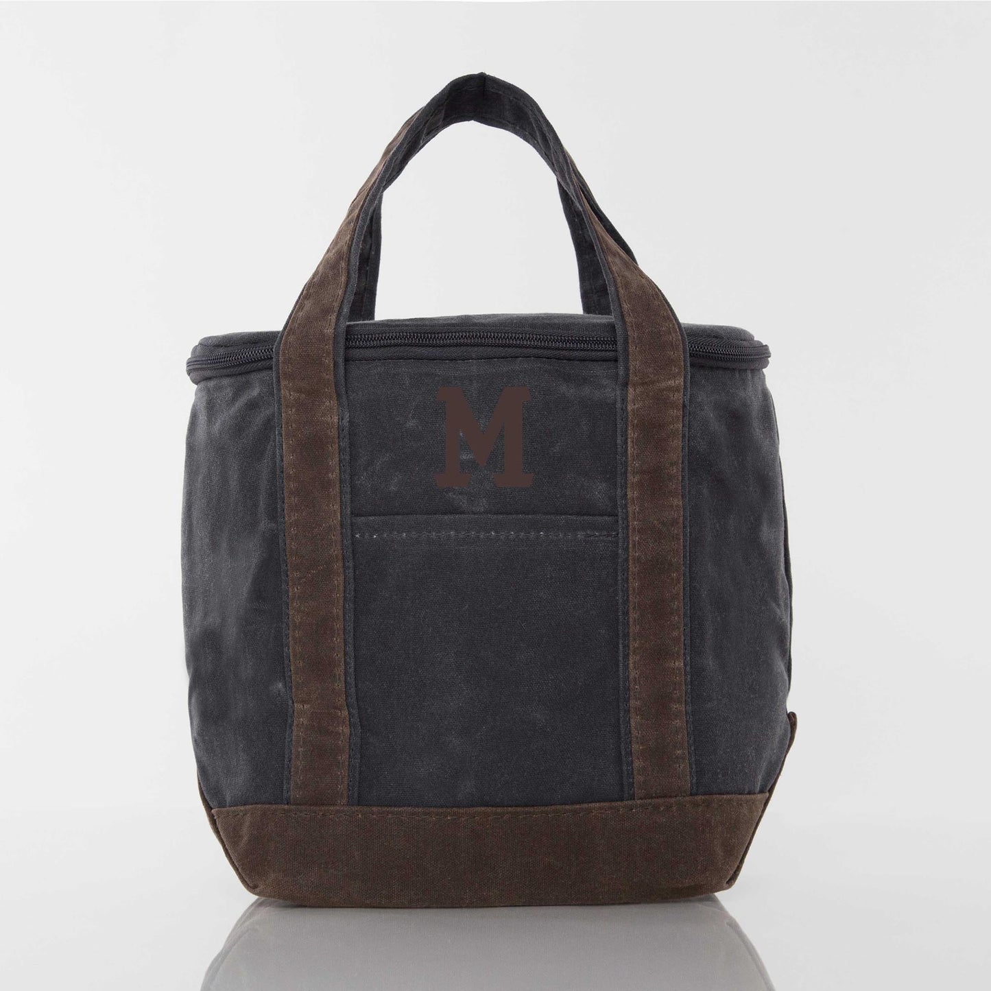 Personalized Small Waxed Lunch Cooler for Fresh Lunches, Slate personalized front