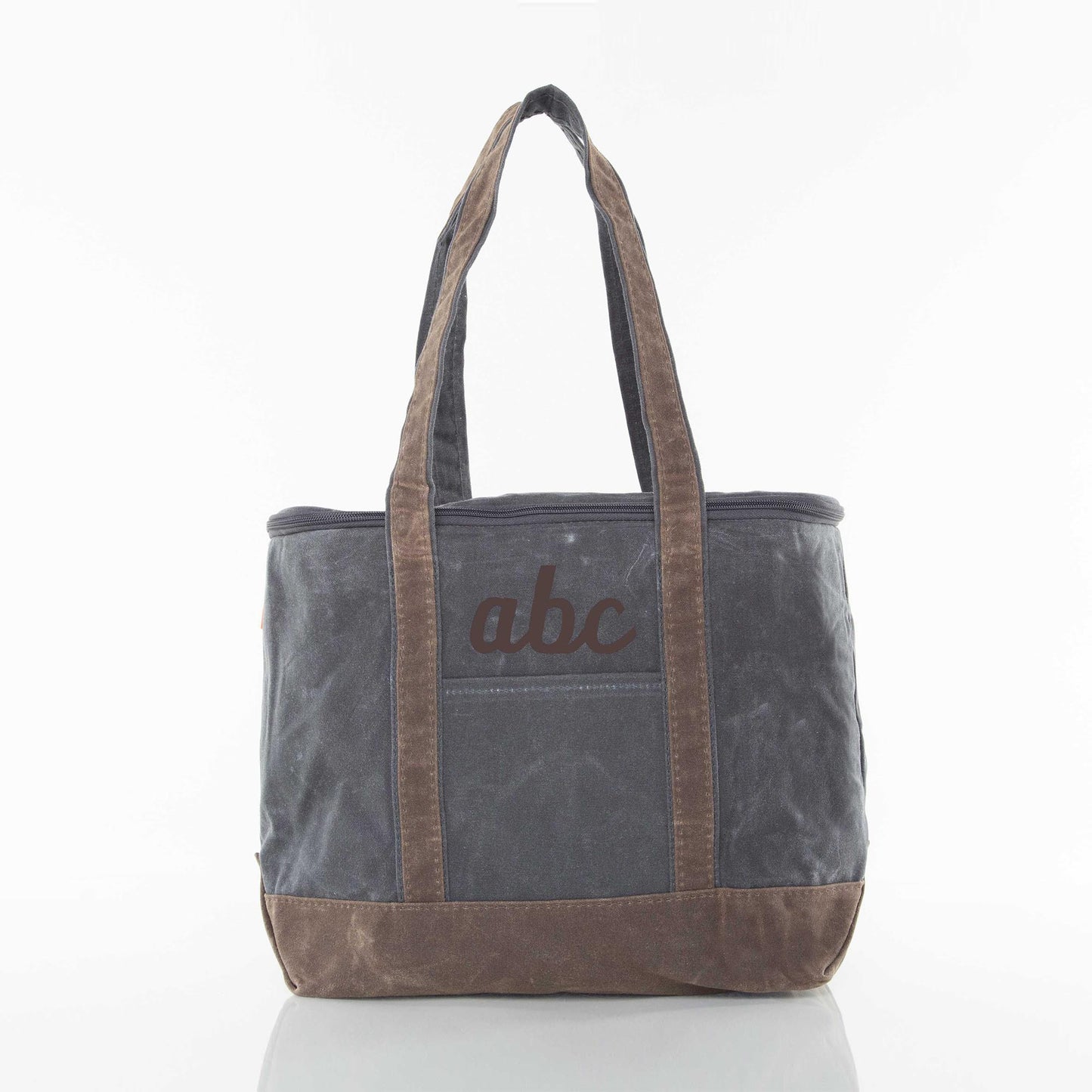 Personalized Large Waxed Lunch Cooler for Fresh Lunches, Slate personalized front