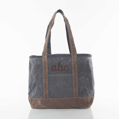 Personalized Large Waxed Lunch Cooler for Fresh Lunches, Slate personalized front