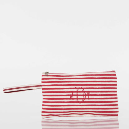 Personalized Solid Clutch Bag for Date Night, Red Stripes personalized front