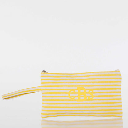 Personalized Solid Clutch Bag for Date Night, Yellow Stripes personalized front
