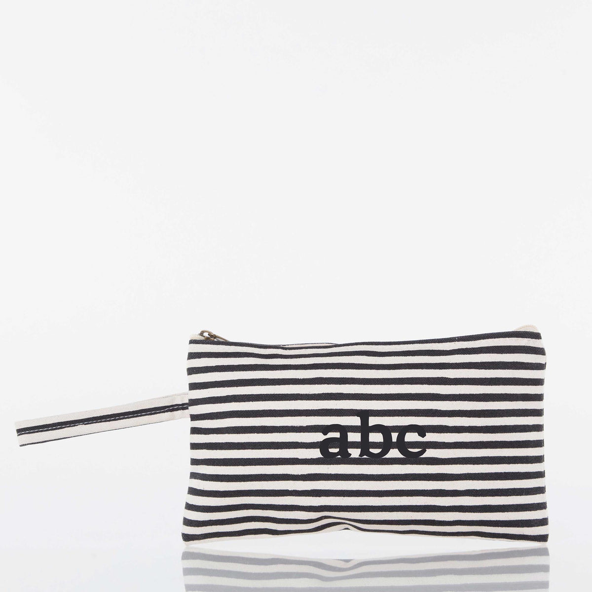 Personalized Solid Clutch Bag for Date Night, Black Stripes personalized front