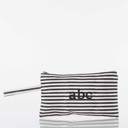Personalized Solid Clutch Bag for Date Night, Black Stripes personalized front