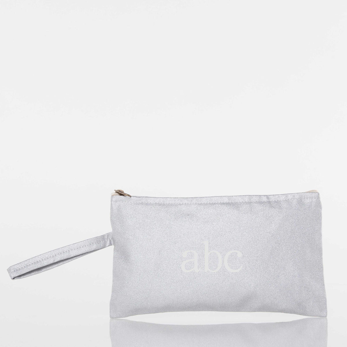 Personalized Solid Clutch Bag for Date Night, Silver Stripes personalized front