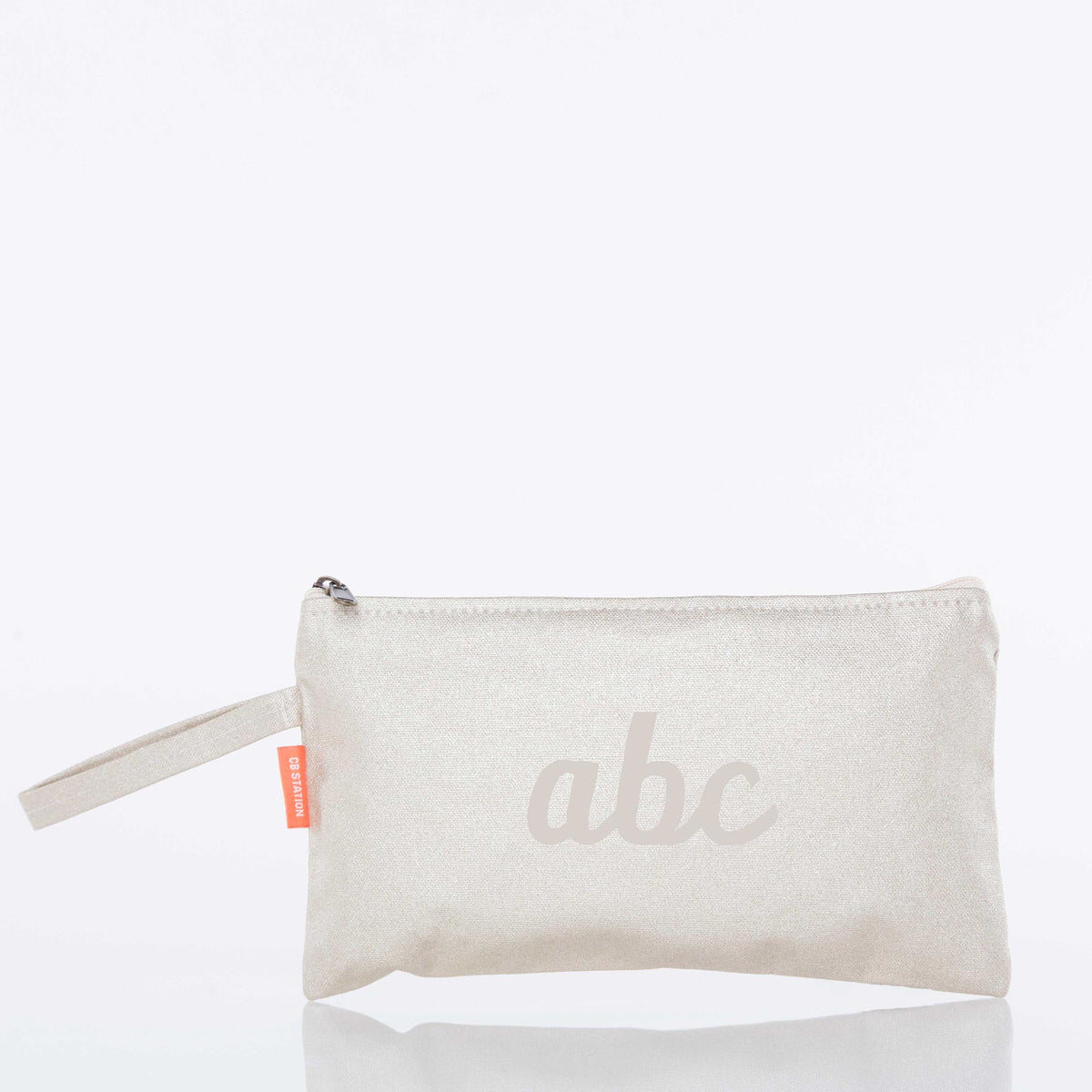 Personalized Solid Clutch Bag for Date Night, Gold Stripes personalized front