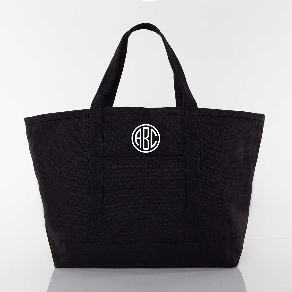 Personalized Large Classic Tote for Everyday Carry, Solid Black personalized front
