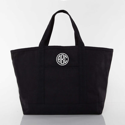 Personalized Large Classic Tote for Everyday Carry, Solid Black personalized front
