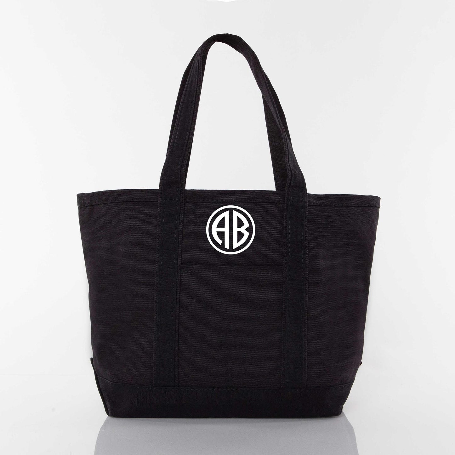 Personalized Medium Classic Tote for Everyday Carry, Solid Black personalized front