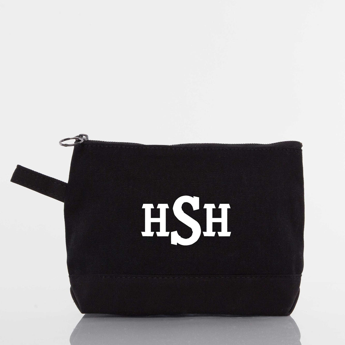 Personalized Makeup Bag for Beauty on the Go, Solid Black personalized front