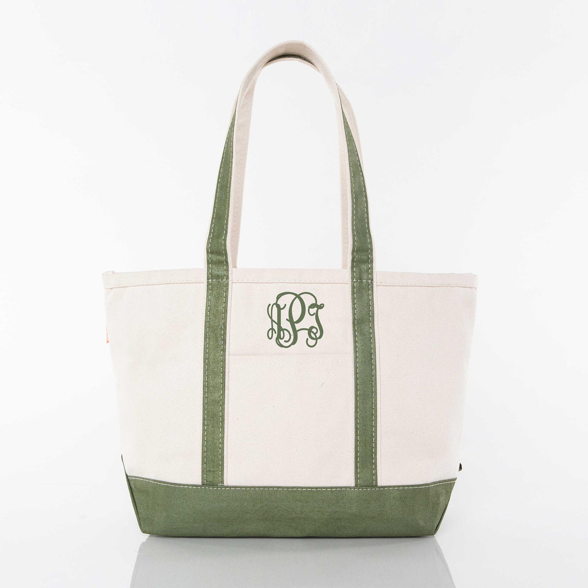 Personalized Medium Metallics Classic Tote for Everyday Carry, Metallic Green personalized front