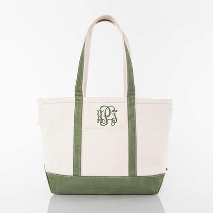 Personalized Medium Metallics Classic Tote for Everyday Carry, Metallic Green personalized front