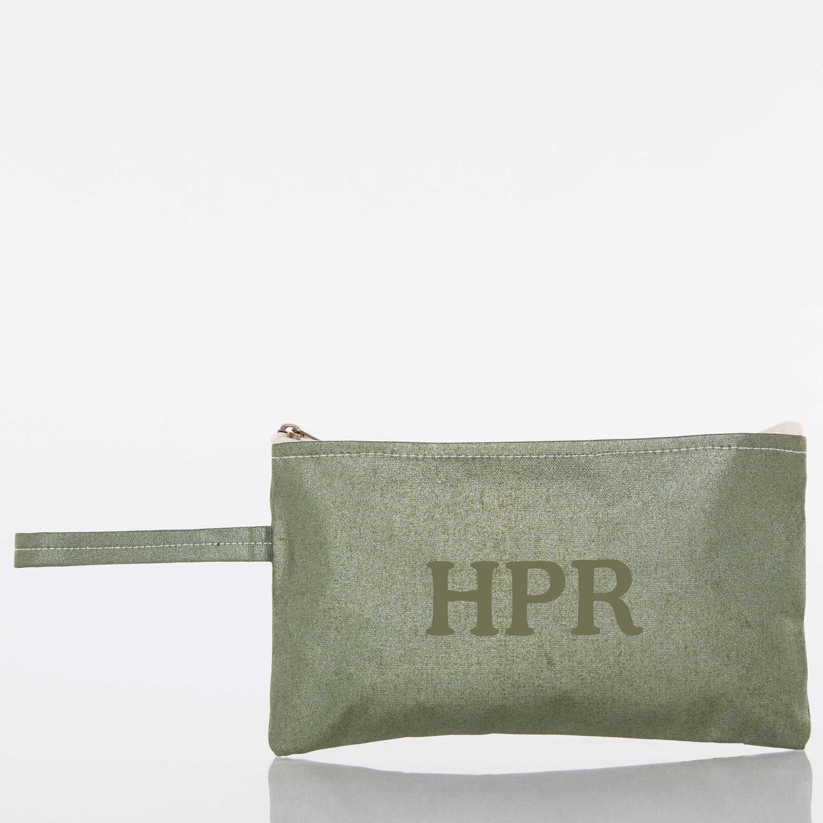 Personalized Solid Clutch Bag for Date Night, Green Stripes personalized front
