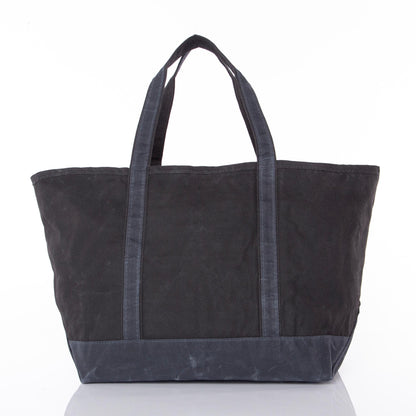 Personalized Waxed Large Classic Tote for Everyday Carry, Black alternate view 1