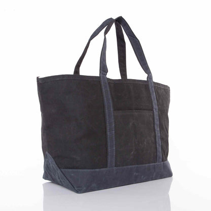 Personalized Waxed Large Classic Tote for Everyday Carry, Black alternate view 2