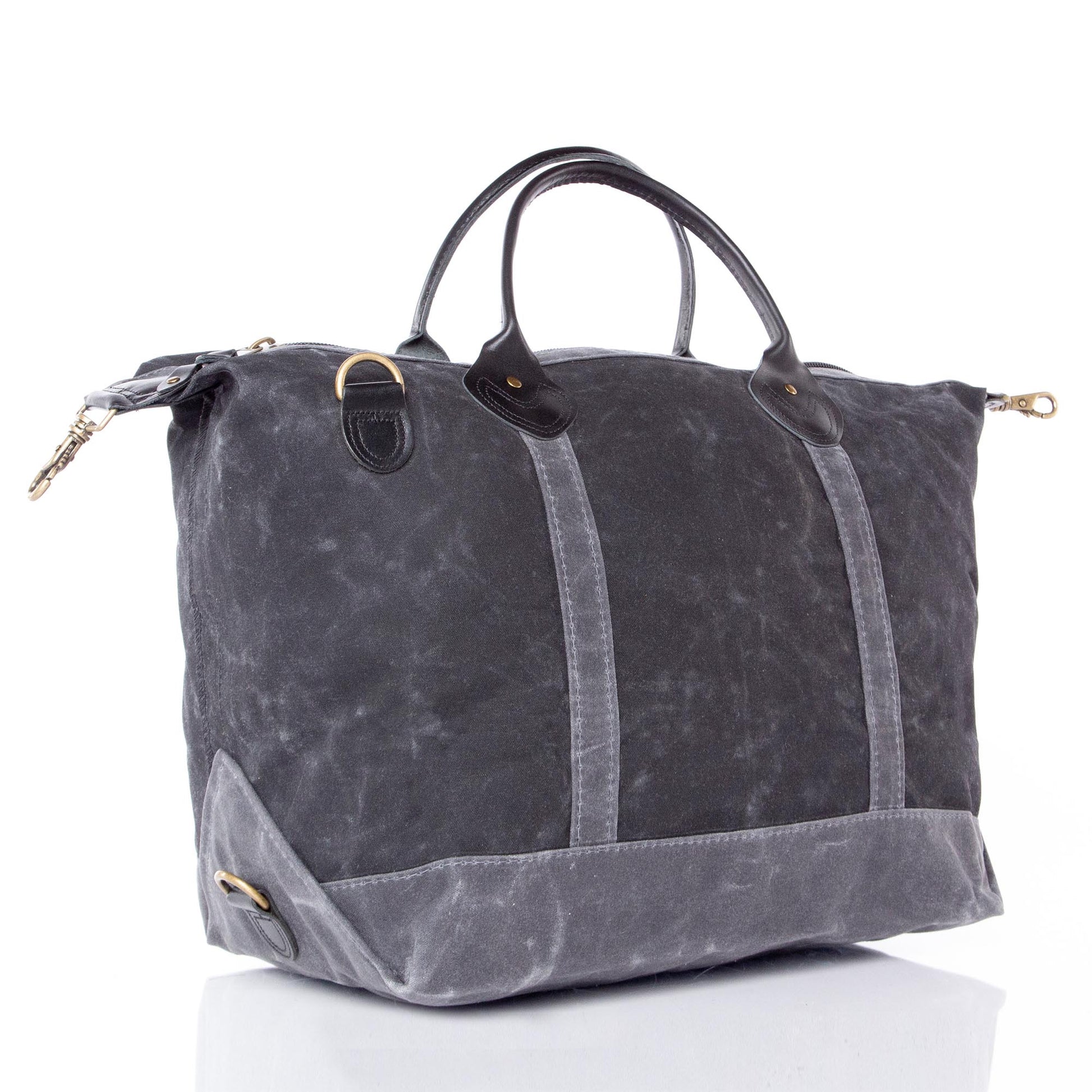Personalized Waxed Weekender Bag for Short Getaways, Black alternate view 1