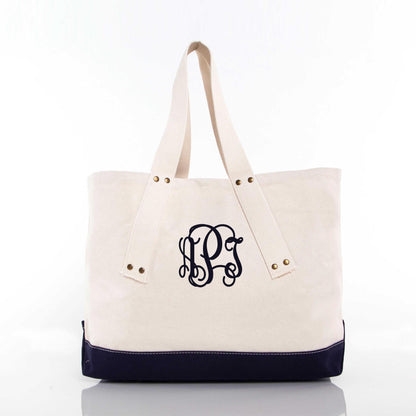 Personalized Grommet Tote for Everyday Carry, Navy personalized front