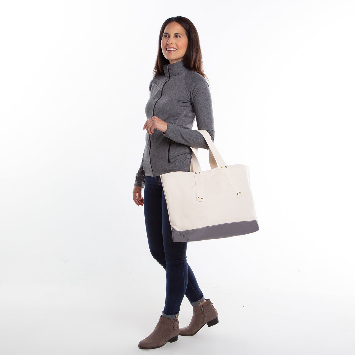 Personalized Grommet Tote for Everyday Carry, Gray alternate view 3