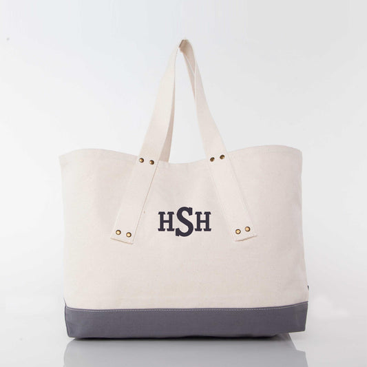 Personalized Grommet Tote for Everyday Carry, Gray personalized front