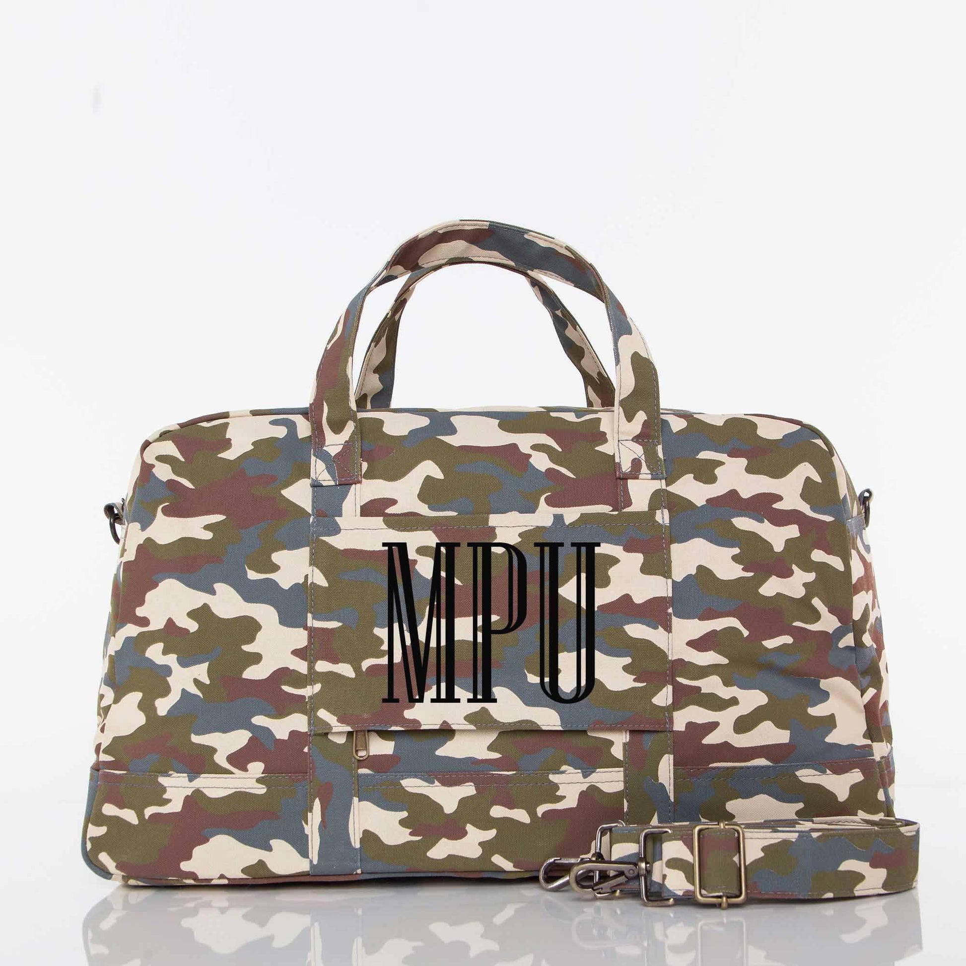 Personalized Expedition Weekender Bag for Short Getaways, Classic Camo personalized front