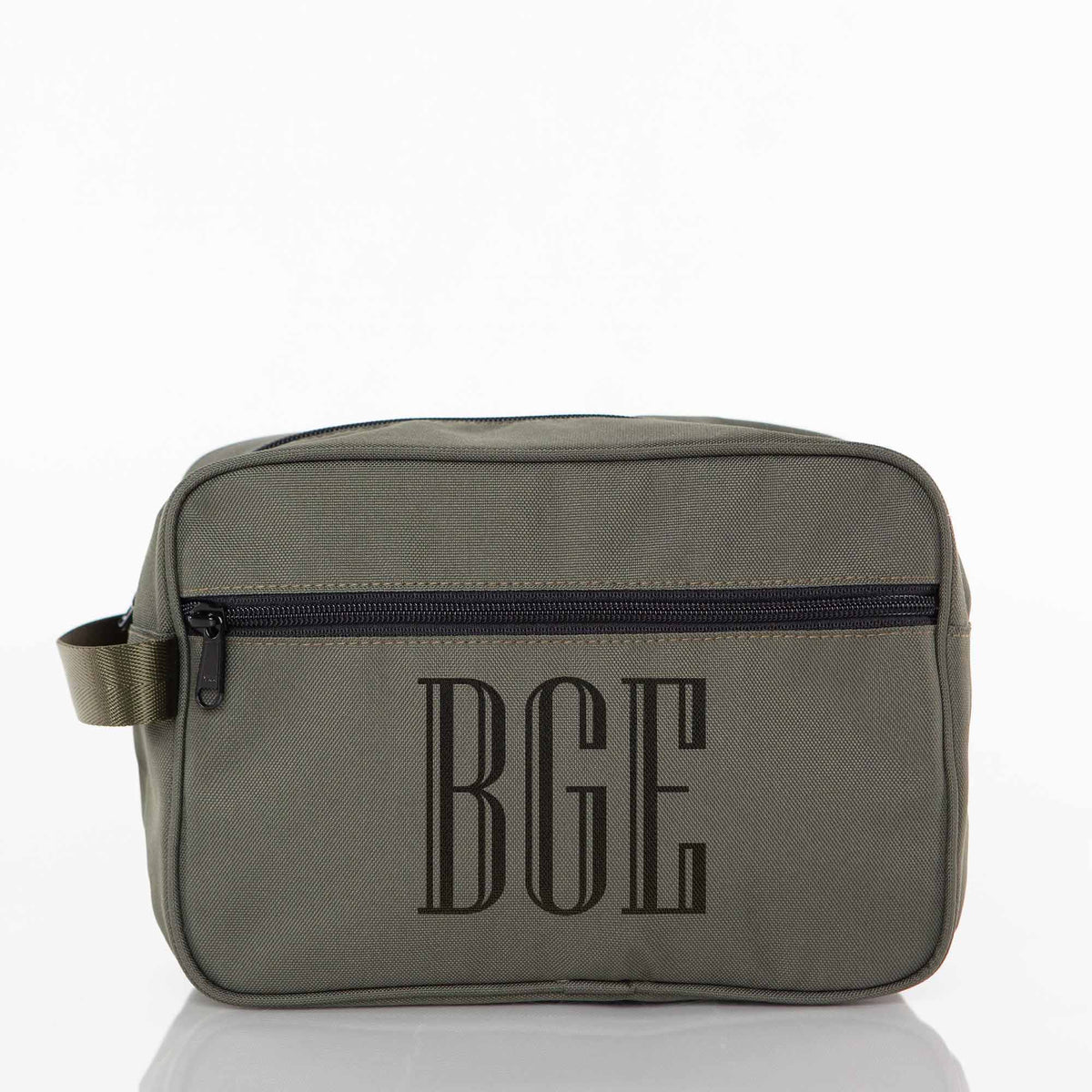 Personalized Motion Travel Kit for Organized Toiletries, Olive personalized front