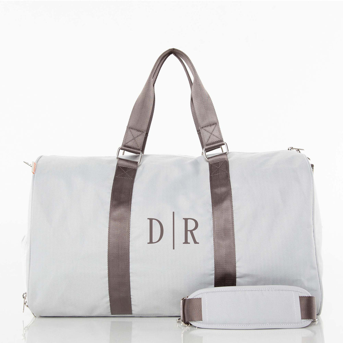 Personalized Motion Weekender Bag for Short Getaways, Gray personalized front