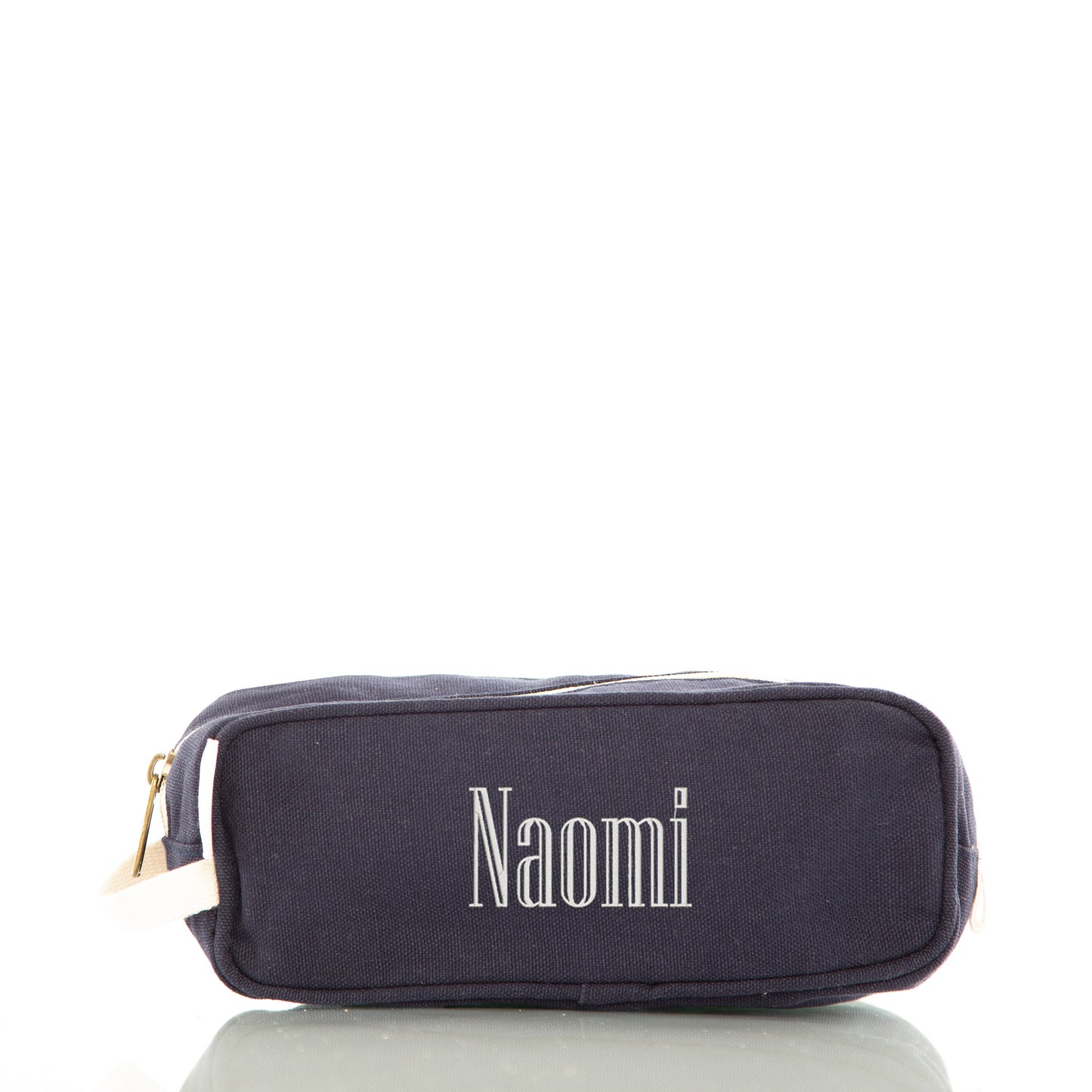 Personalized Kids Travel Kit for Organized Toiletries, Navy personalized front
